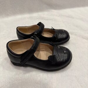 Kids Black‎ Cat Mary Jane Shoes Hook Loop Strap Toddler Girl Size 10